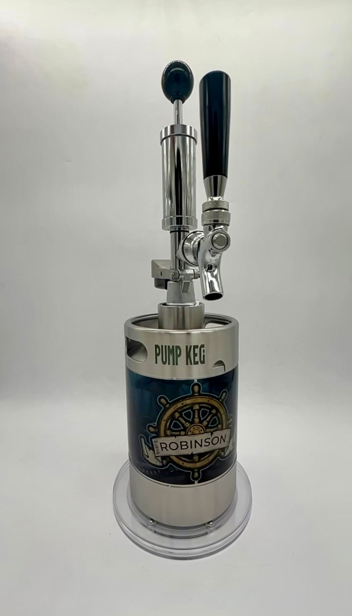 2L Custom logo Pump Keg with NON-adjustable flow tap dispenser. NO keg opener