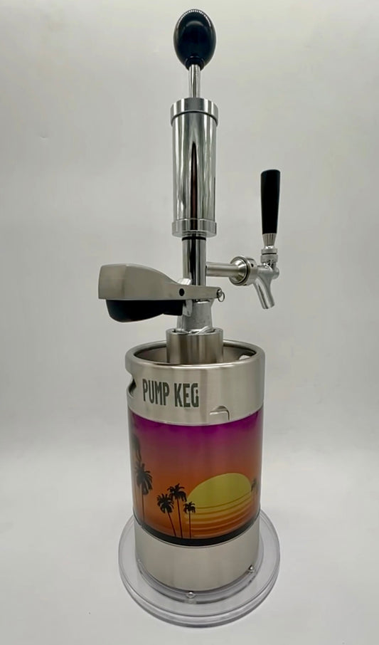 2L Custom logo Pump Keg with NON-adjustable flow tap dispenser. NO keg opener