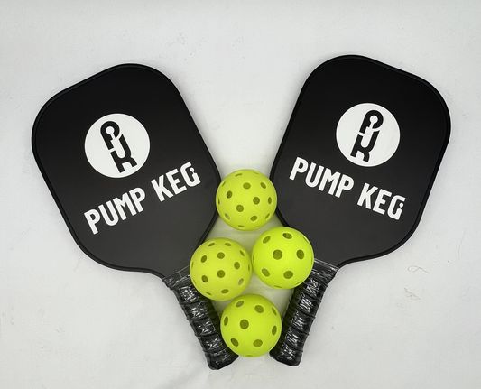 Pump Keg Pickle ball paddles, balls & carrying bag